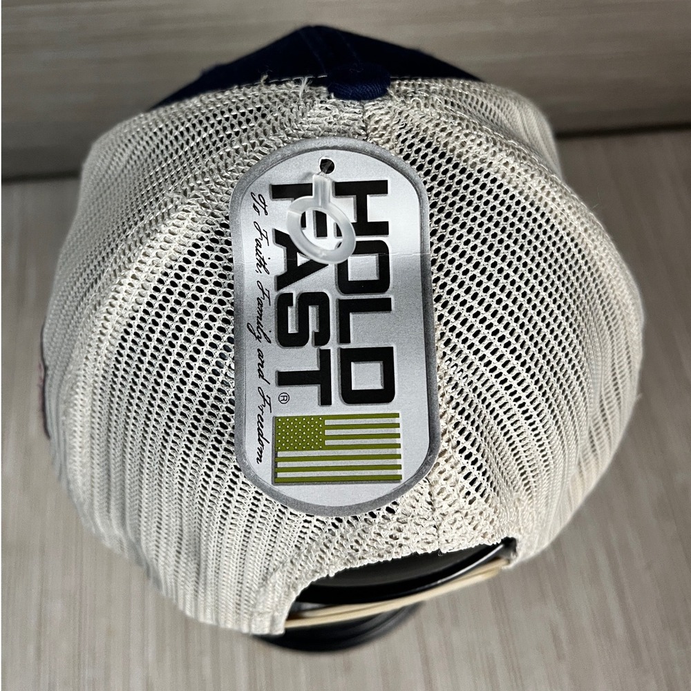 Hold Fast Mens 76 2 Cor 3:17 Patriotic Christian Snapback Trucker Hat Navy Faith - Picture 5 of 9